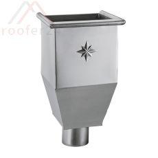 Zink Wasserfangkasten lang, ø100 wandanliegend mit Stern 395x220x220