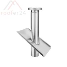 Zink Dunstrohr mit Dunsthut, ø120 auf Grundplatte mit Wasserfalz