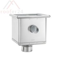 Zink Wasserfangkasten kubisch exzentrisch, ø100, 283x240x240 mit Überlauf