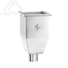 Zink Wasserfangkasten lang, ø80 wandanliegend mit Stern 345x220x220