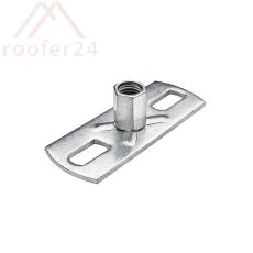 Edelstahl Grundplatte, 80 x 30 x 3mm SW 13 mit Gewindemutter M8/M10