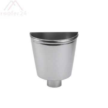 Zink Wasserfangkasten, ø76 wandanliegend - halbrund 290x320x220