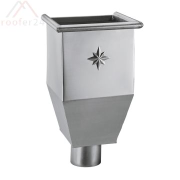 Zink Wasserfangkasten lang, ø100 wandanliegend mit Stern 395x220x220