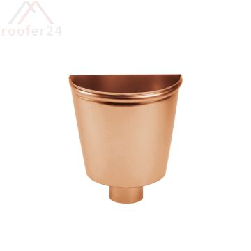 Kupfer Wasserfangkasten, ø100 wandanliegend halbrund 290x320x220