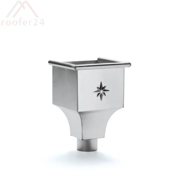 Zink Wasserfangkasten, ø120 eingeschwungen mit Stern 360x250x250