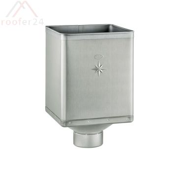 Quartz Zink Design-Wasserfangkasten, ø120, vorbewittert mit Stern 333x240x240