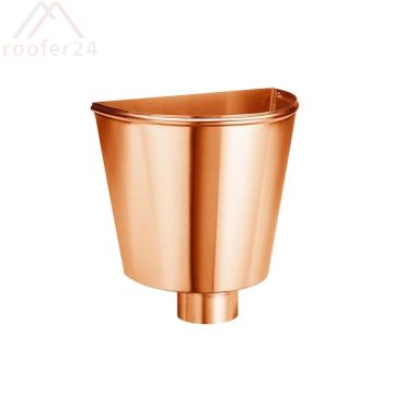 Kupfer Wasserfangkasten, ø87 wandanliegend halbrund 290x320x220
