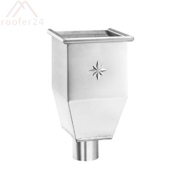 Zink Wasserfangkasten lang, ø87 wandanliegend mit Stern 345x220x220