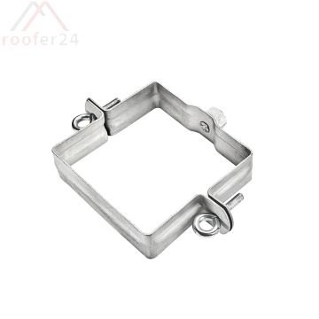 Verzinkte Fallrohrschelle quadratisch, 120x120 mit Gewindemutter M10
